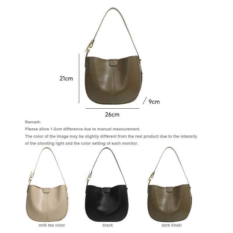 2024 New Spring And Summer Female Bucket Bag Light Luxury Cowhide Crossbody Handbag Versatile Leisure Broadband Shoulder Pack