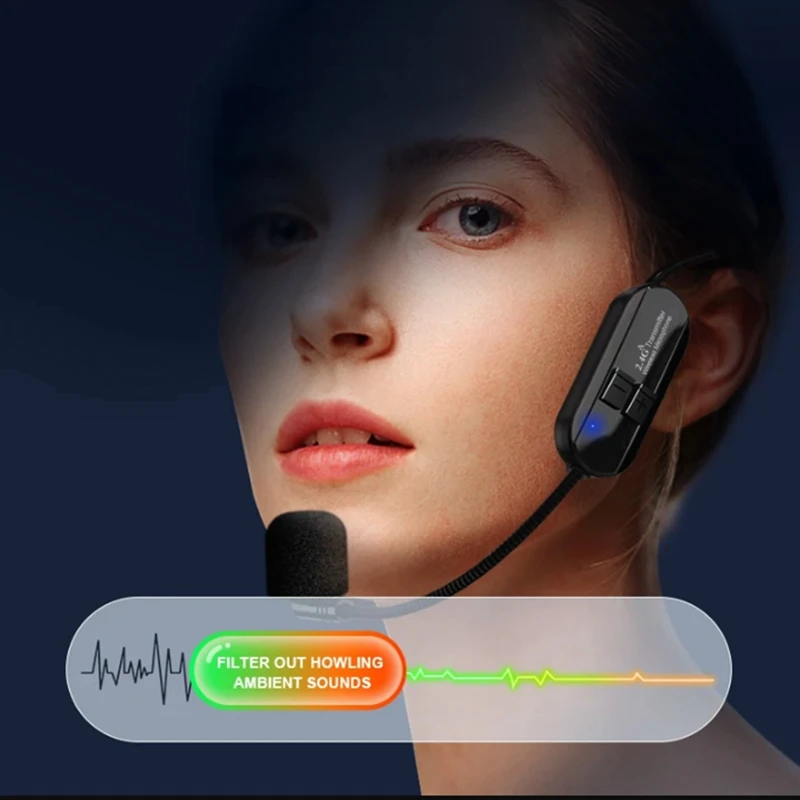 2.4G ميكروفون لاسلكي مثبت على الرأس ليتل بي المعلم مكبر للصوت الصوت ميكروفون مكثف سماعة-B دائم سهل التركيب