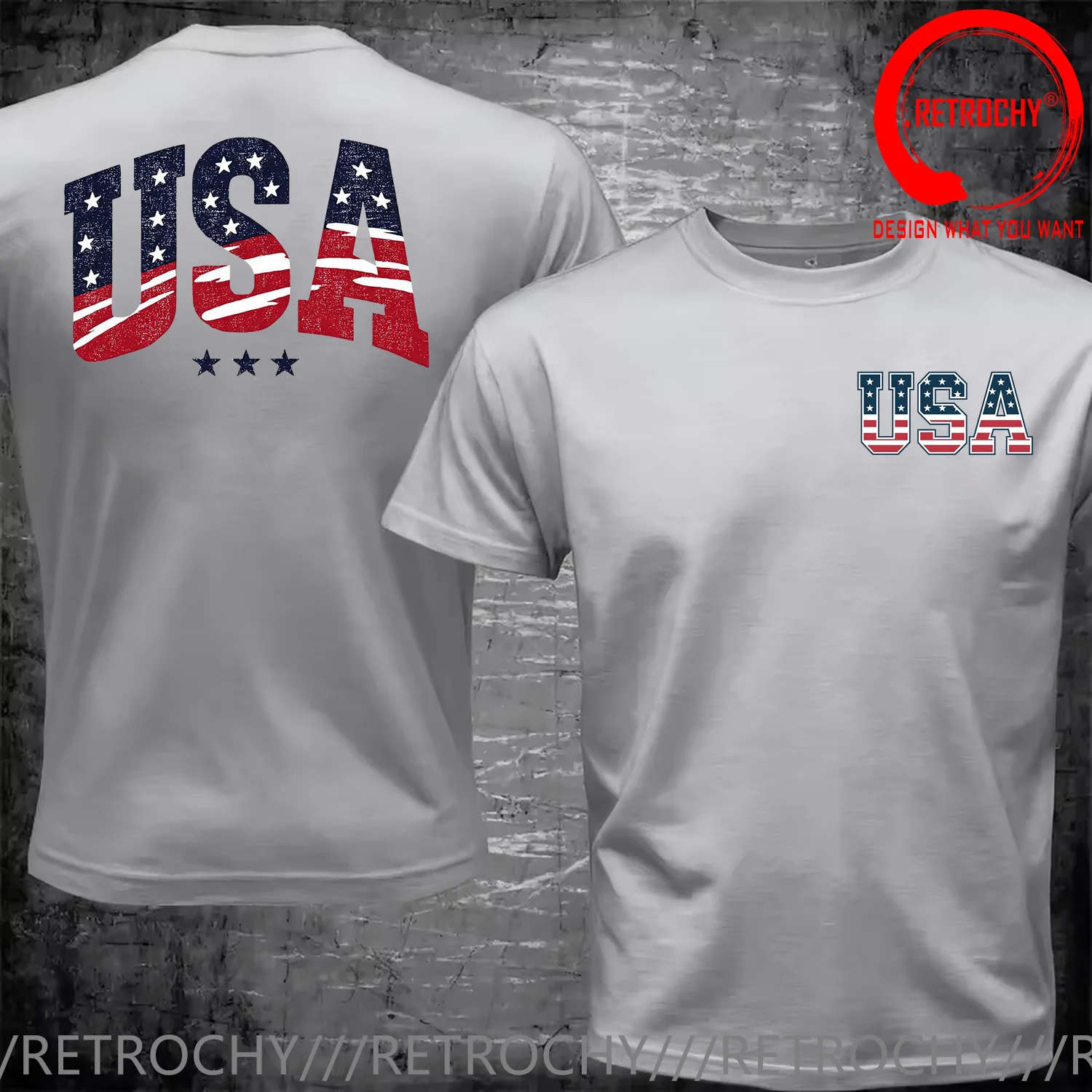 Vintage US America Flag USA Letter Print T-Shirt Quality Casual Clothing T Shirt Men T-Shirts Stylish Fashion Leisure Tee Shirt