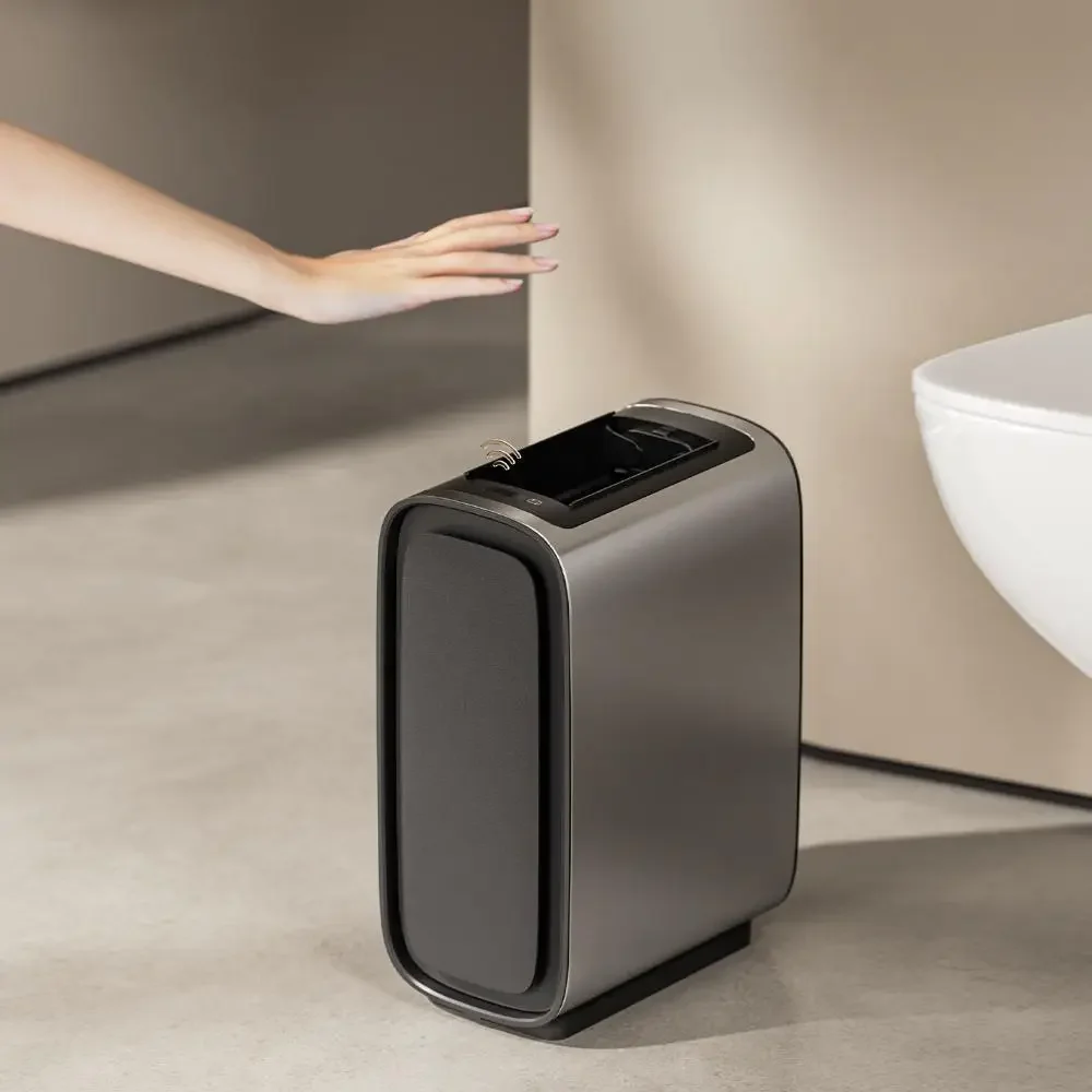 9L Stainless Steel Smart Dustbin Sensor Automatic Trash Can with Double wings Open Lids Waste Bin Intelligent Garbage Bin