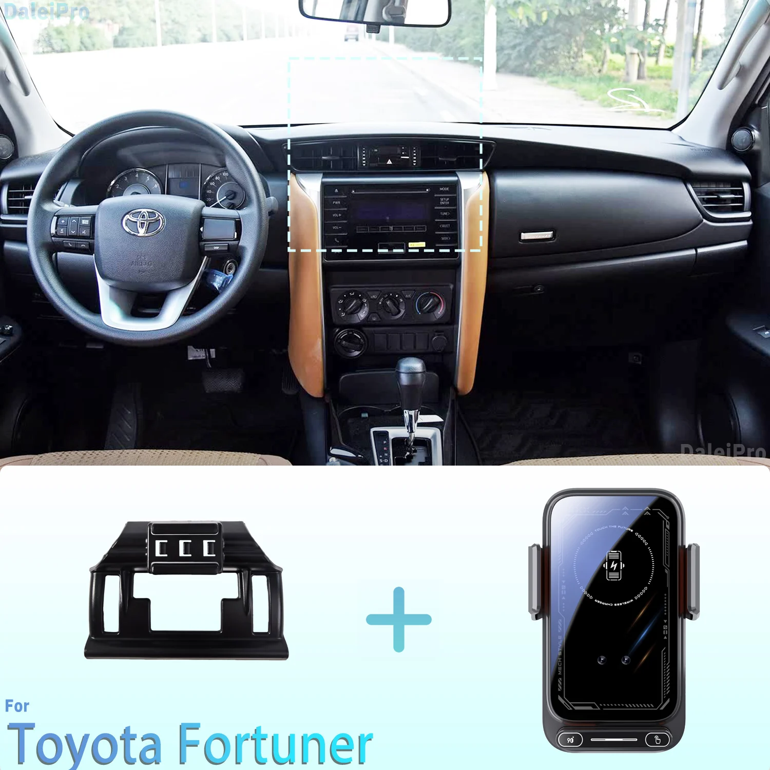 Designed for Toyota Fortuner 2016 2017-2022 Phone Holder Car Magnetic Mount Smart Sensing Wireless Charging One-Touch Release Qi