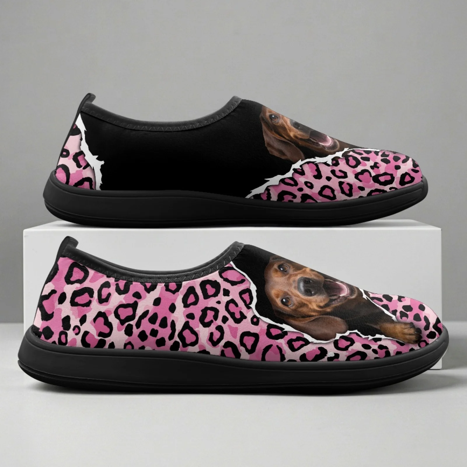 PENSTROLL Dachshund Leopard 2026 New Barefoot Flats Athletic Running Shoes for Men's Slip On Zero Drop Shoes