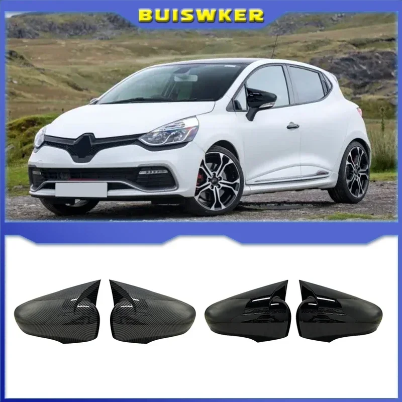 

New Bat Style High Quality ABS Plastic 2 Pcs Mirror Covers Caps RearView Mirror Case Gloss Black For Renault Clio 4 2012 - 2019