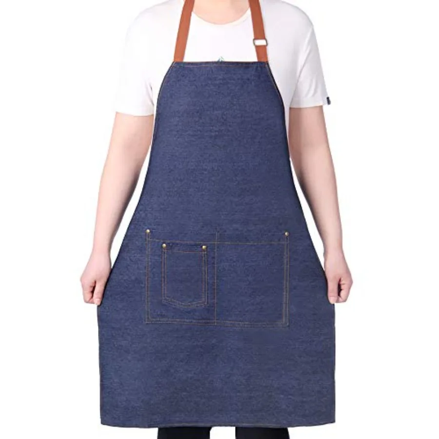 

Aprons for Men Denim Cng Kitchen Aprons Adjustable Bib Aprons with multiple pockets for Men and Women