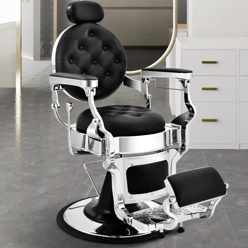 

Professional Stylist's Heavy-Duty 360° Swivel Barber Chair with Spa Massage Features