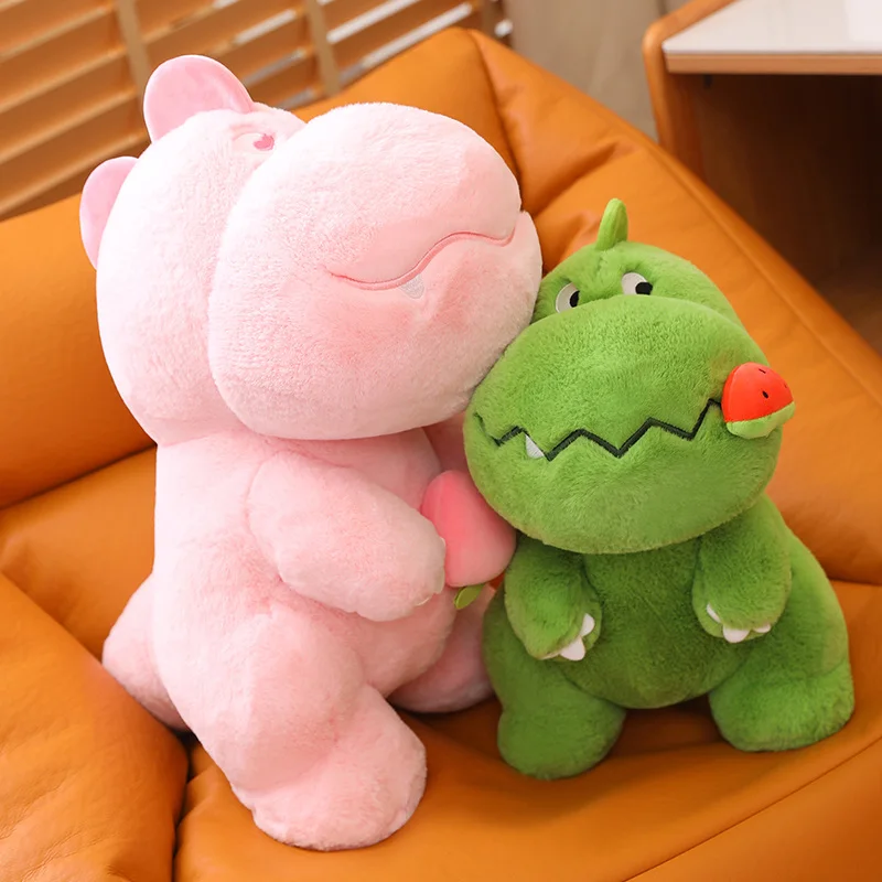 Juguete de peluche de dinosaurio Kawaii, muñecas de dinosaurios suaves con frutas, almohada de animales de peluche, regalos