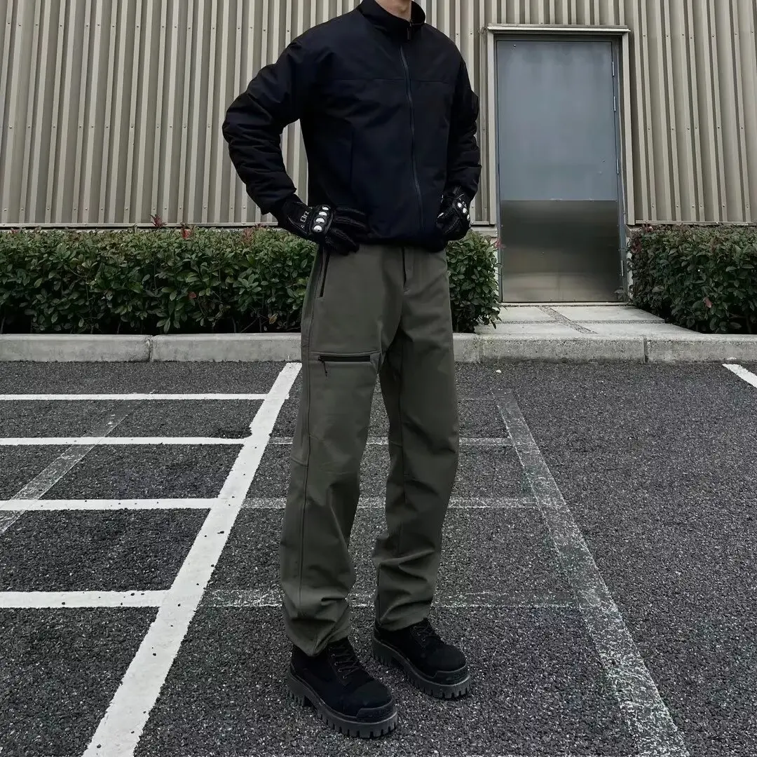 

Японские стильные универсальные повседневные брюки свободного кроя с широкими штанинами из полиэстера для мужчин, зимние модные художественные брюки