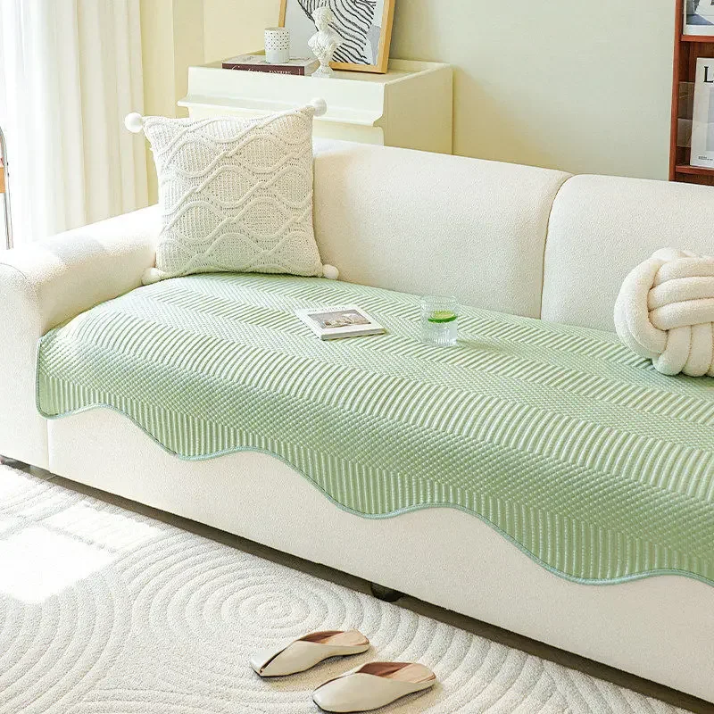 Summer Ice Silky Sofa Cushion Cover Cooling Breathable And Anti Slip Home Decor Living Room Protection Pad For Couch 1 Piece