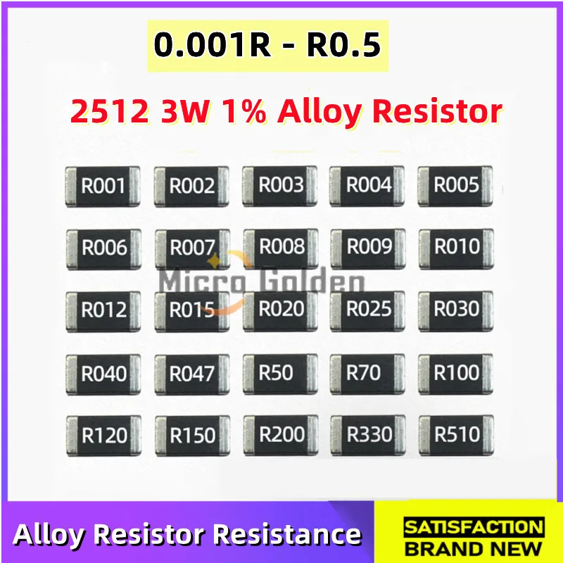 (10PCS) 2512 3W SMD Alloy Resistor Resistance 1% R001 R002 R003 R004 R005 R006 R100 R010 R012 R015 R018 R020 R022 R025 R030 R500