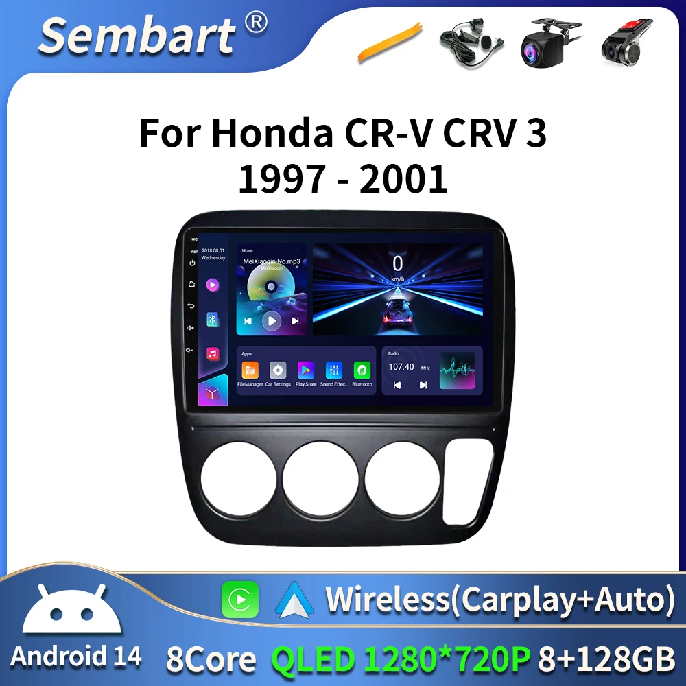 

Android 14 Carplay Auto Car Radio For Honda CRV CR-V 1997-2001 Multimedia Video Player GPS Navigation Autoradio Stereo 2 Din DSP