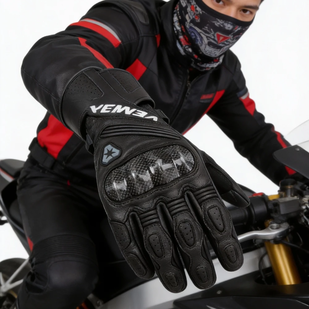 

VEMAR Genuine Leather Motorcycle VE-313 Men's Windproof Motorcycle Gloves Gloves Touch screen Long Dirt Bike Motocross Gloves