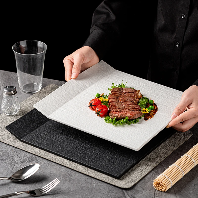 Ceramic Western Food Steak Plate Flat Dessert Table Set Plate French Cake Inventory Tableware Household Large Kitchen Utensils