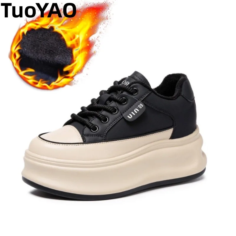 

Женские массивные кроссовки из натуральной кожи 9 см, кроссовки на платформе, женская повседневная обувь на танкетке, женская весенняя обувь на шнуровке