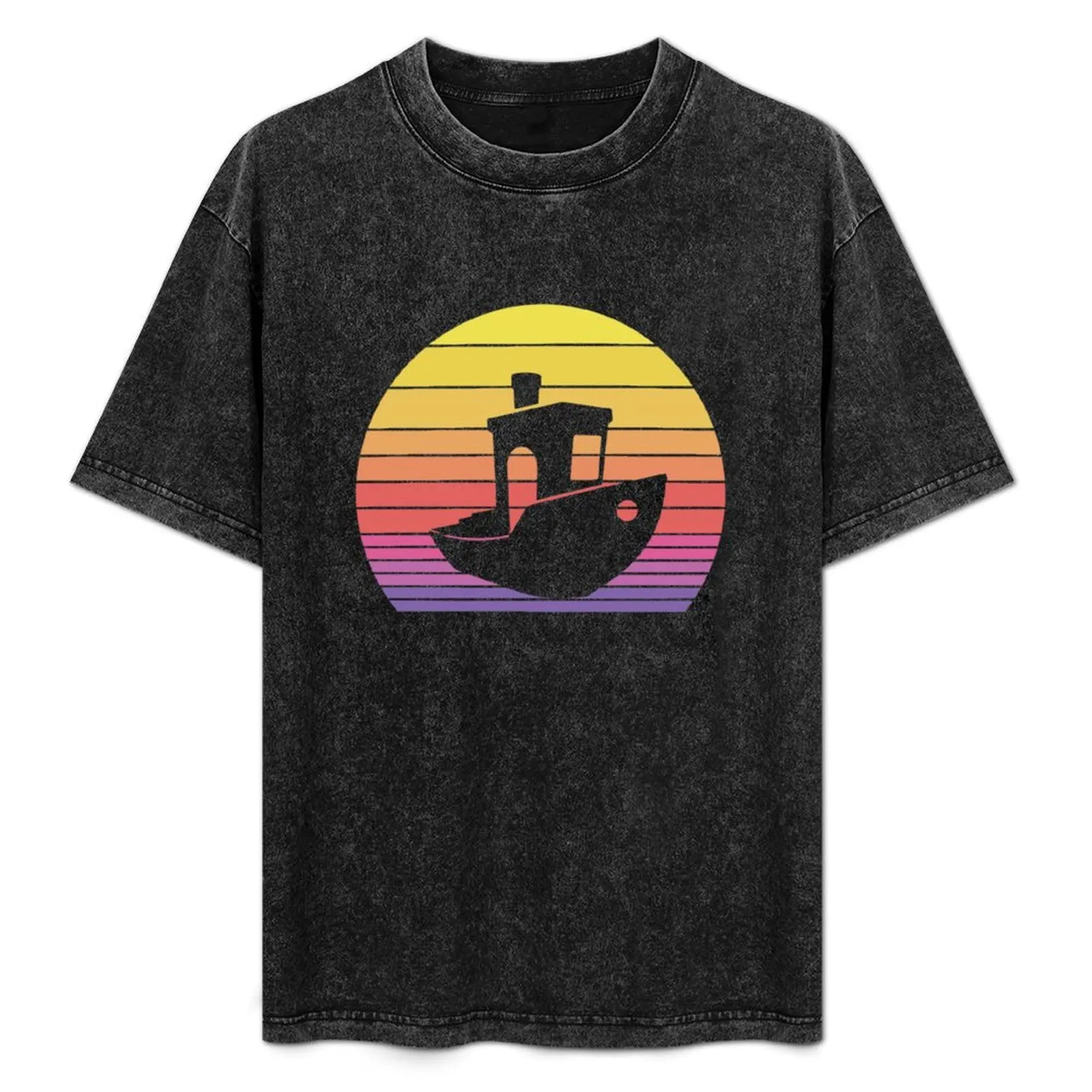 Distressed Vintage 3D printer benchy sunset for the maker quote T-Shirt anime clothes baggy shirts t shirts for men graphic