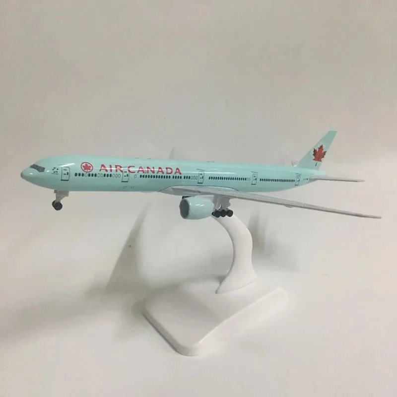 B777 Canada Airplane Kids Toys 20CM Metal Aircraft Model Replica With Landing Gear Aviation Simulation Gift Collection