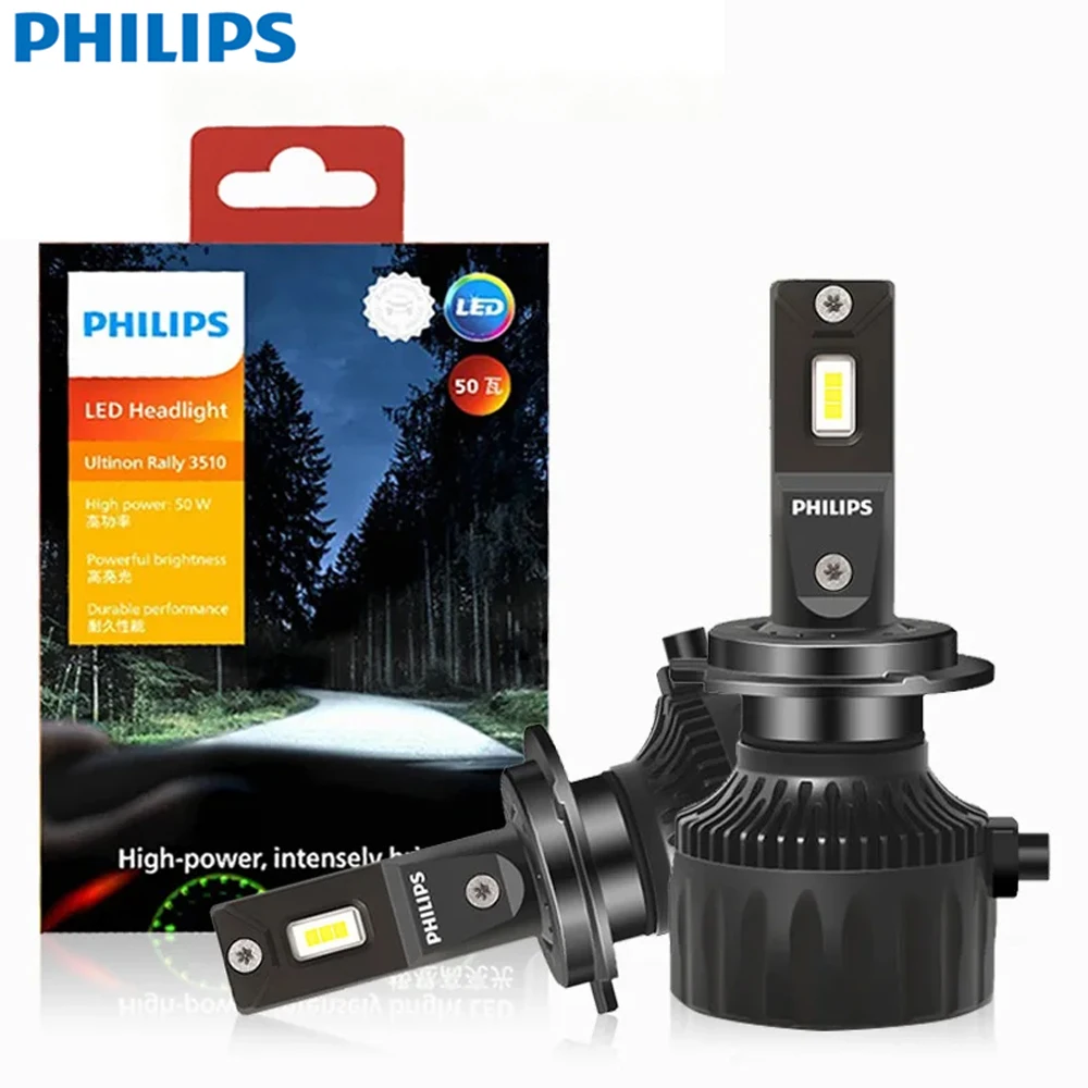 Philips LED Ultinon Rally 3510 HB3 HB4 HIR2 H4 H7 H11 Max High Power 9005 9006 9012 100W 9000LM Car Head Lamps 6500K White Light