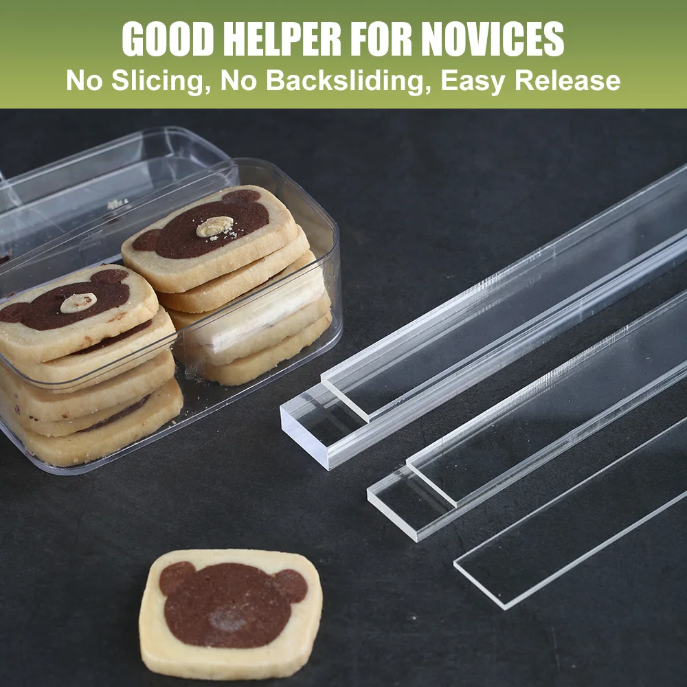 5 Size Acrylic Cookies Rolling Strip Biscuit 2Pairs Balance Rulers Cookie Baking Pastry Levelers Bread Leveling Bars Dough Ruler