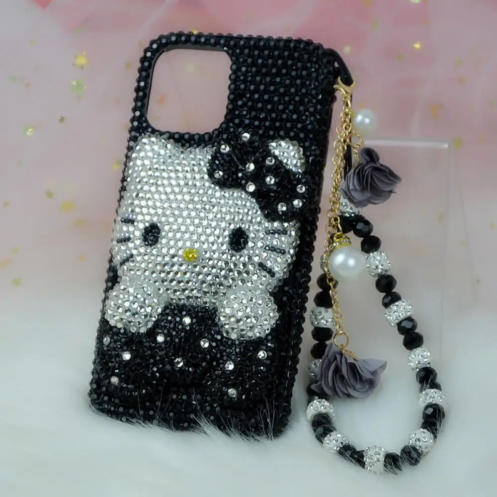 Sanrios Kawaii Hello Kitty Iphone 16Promax 15 14 13 Phone Case Cartoon Apple Phone Case Rhinestone Girlfriend Festival Gift