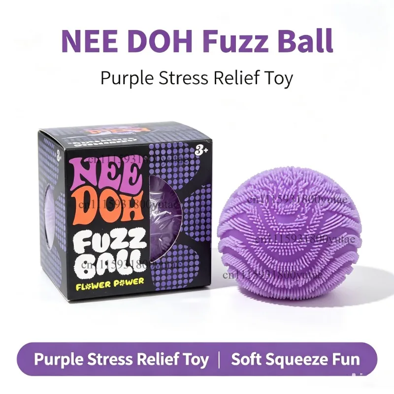 2026 New Model NeeDoh Fuzz Ball Wonder Waves Sensory Squeeze Toy Textured Stress Relief Fidget Ball for Adults Toy
