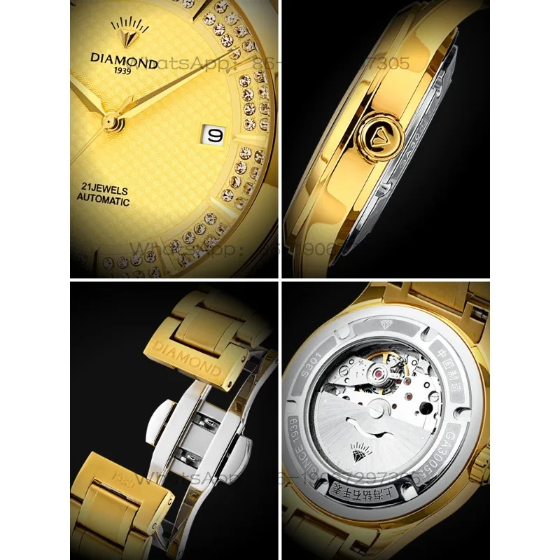 2656 Time Island Watch Shanghai Automatic Men's Mechanical Watch Waterproof Diamond-Embedded Transparent Case Guard Men's Watch