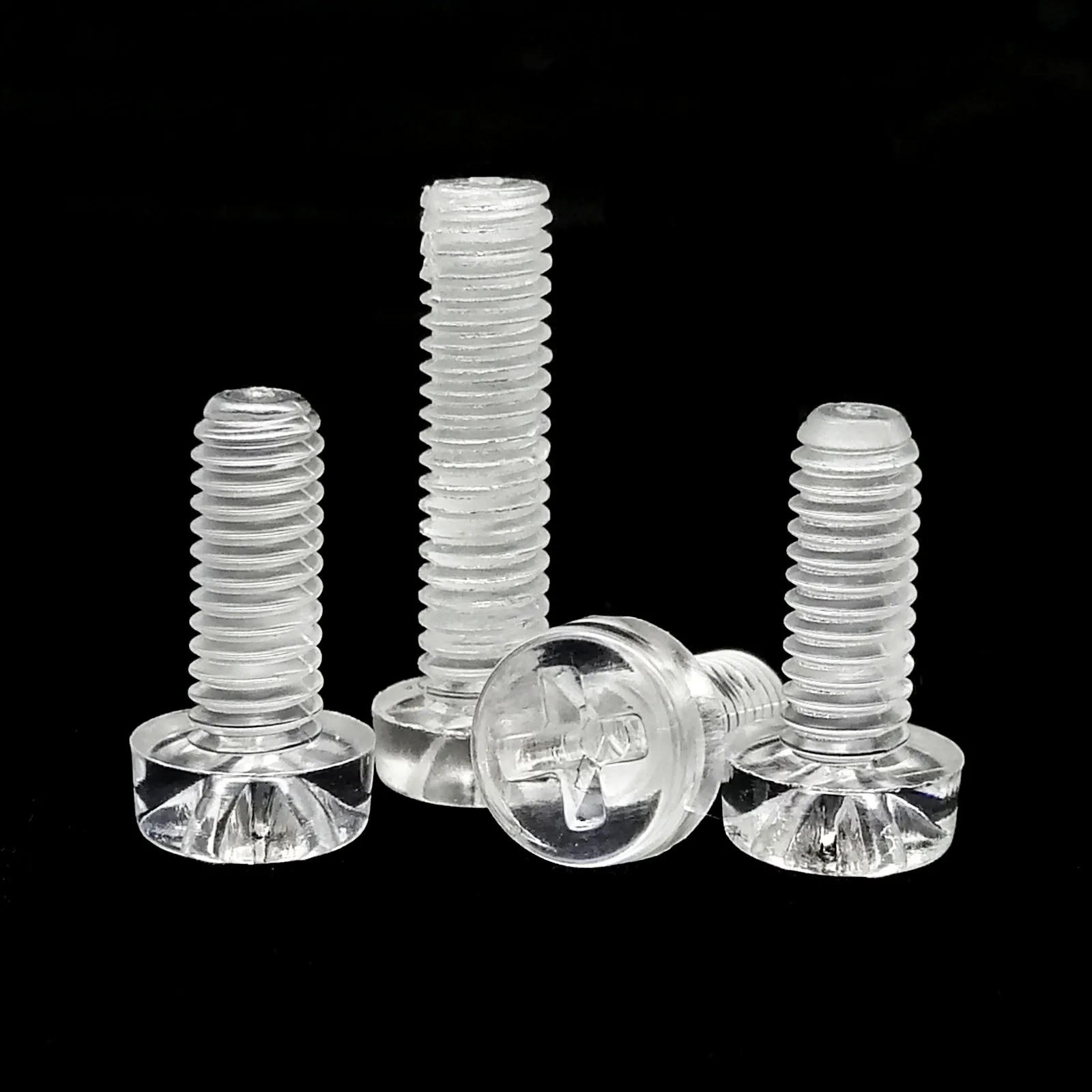 HZYUEGOU 25 Sets Acryl-Klarschrauben aus transparentem Kunststoff, Nylon, M3 M4, Durchmesser 3 4 mm, runde Pan- und Kreuzschlitzschrauben mit Mutter – Detail 1
