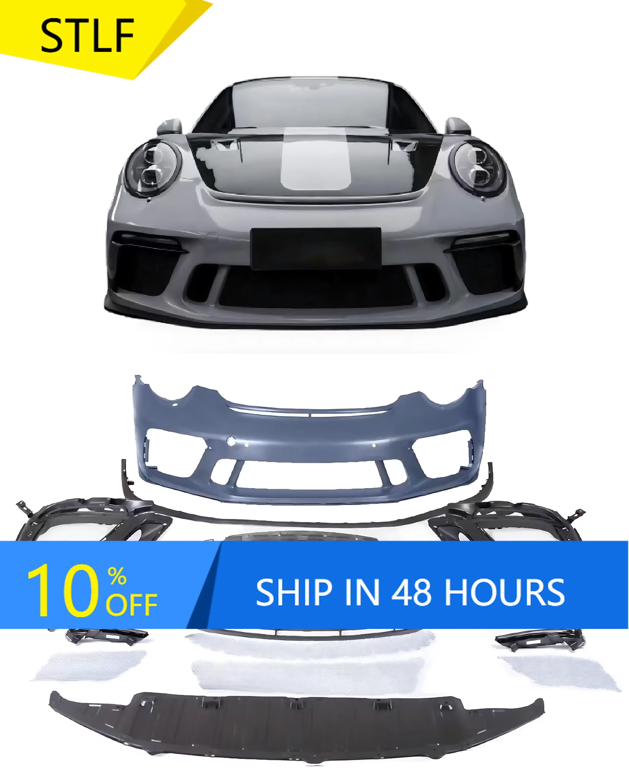 STLFSuitable for PAG 911 GT3 Front Bumper Assembly Body Kit 991 GT3 pp Injections Molded Front Bumper 991 Front Spoiler for Car
