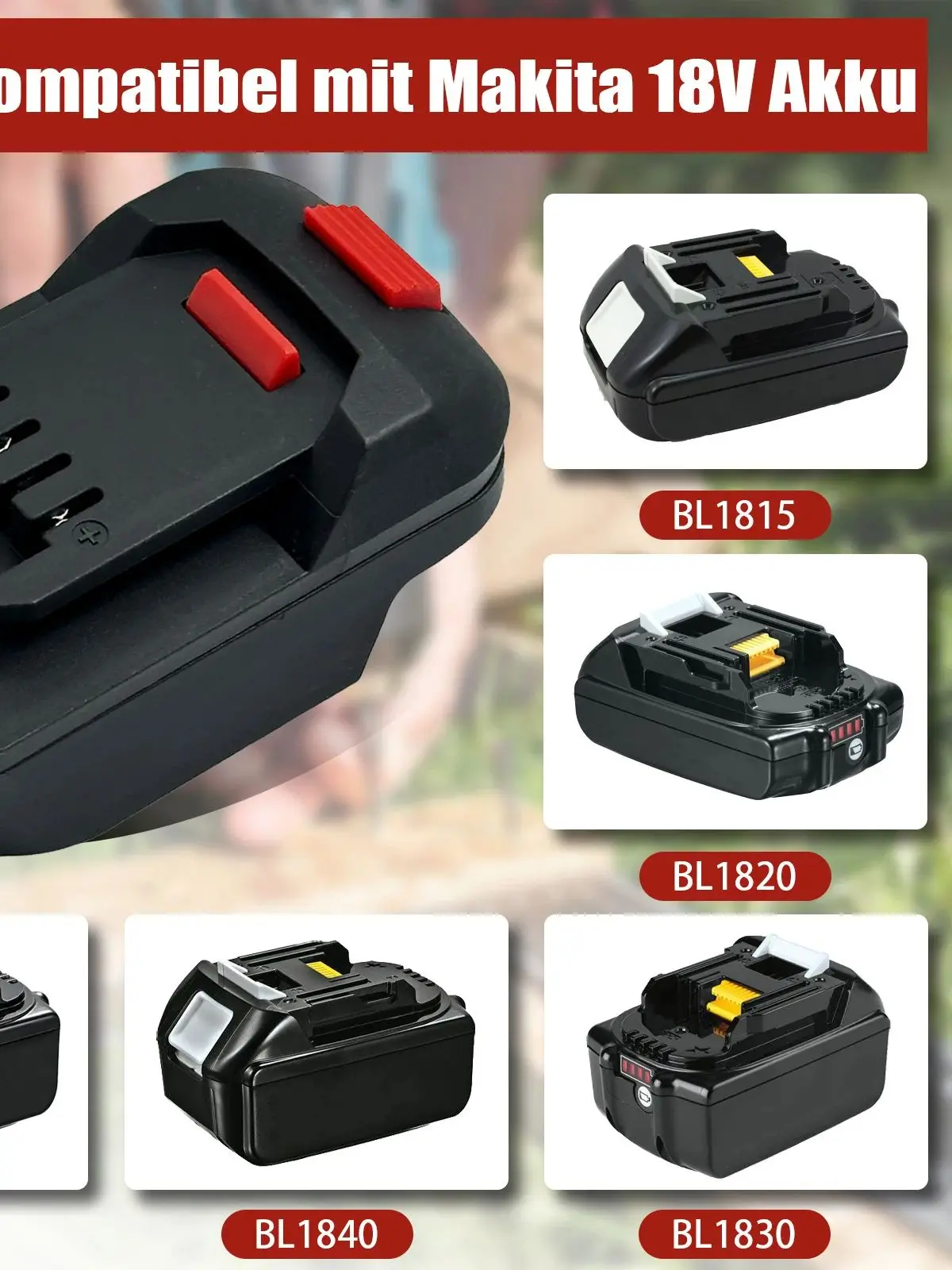 Elektrowerkzeug-Adapter-Konverter für Makita zu Lidl Parkside X20V Li-Ionen-Akku-Adapter für Elektrowerkzeuge (ohne Akku)