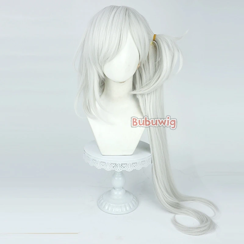 Bubuwig pelo sintético Asagi Mutsuki pelucas de Cosplay archivo azul Asagi Mutsuki 95cm peluca larga recta plateada blanca resistente al calor