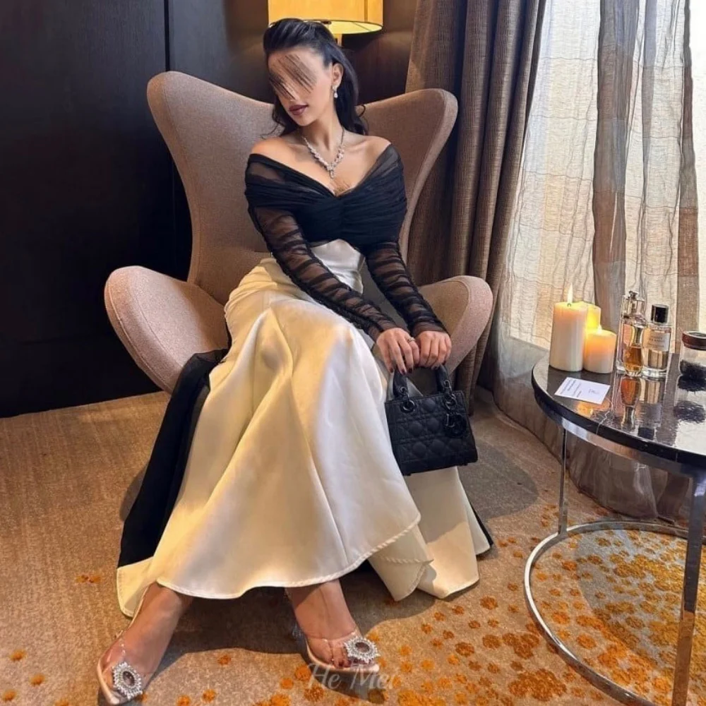 

Customized Prom Dress Calssic Off Shoulder Mermaid Party Gowns Contrast V Neck Evening Dress فساتين سهرة