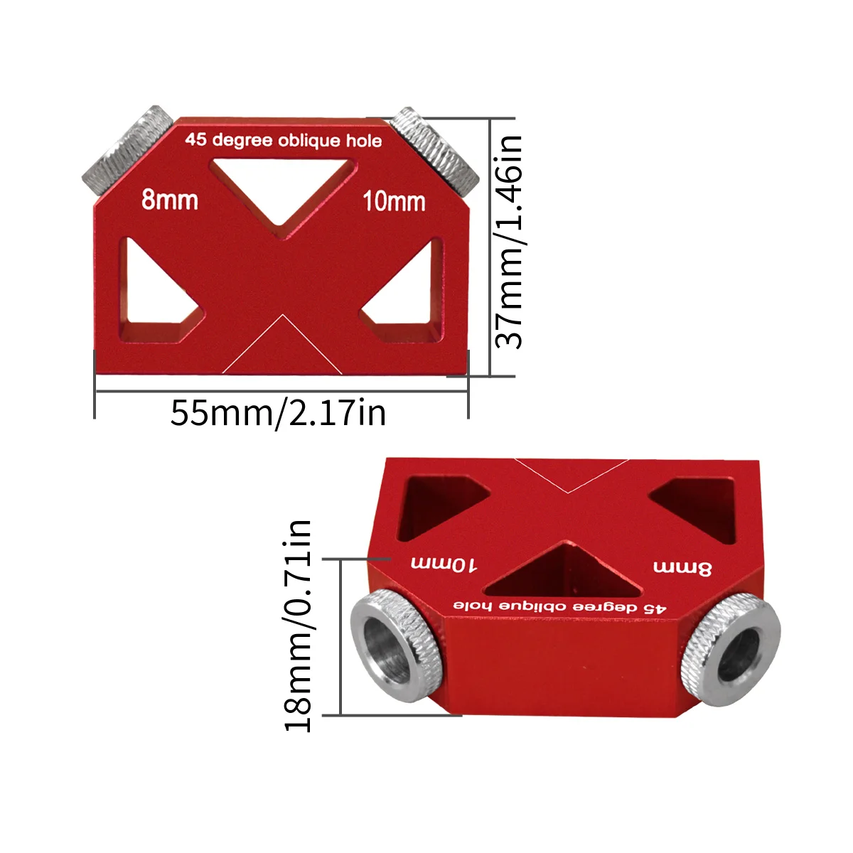 45° Angle Drill Guide Jig Kit 45° Angled Hole Drilling Positioner Drilling Hole Locator Multifunctional Woodworking Joint Tool