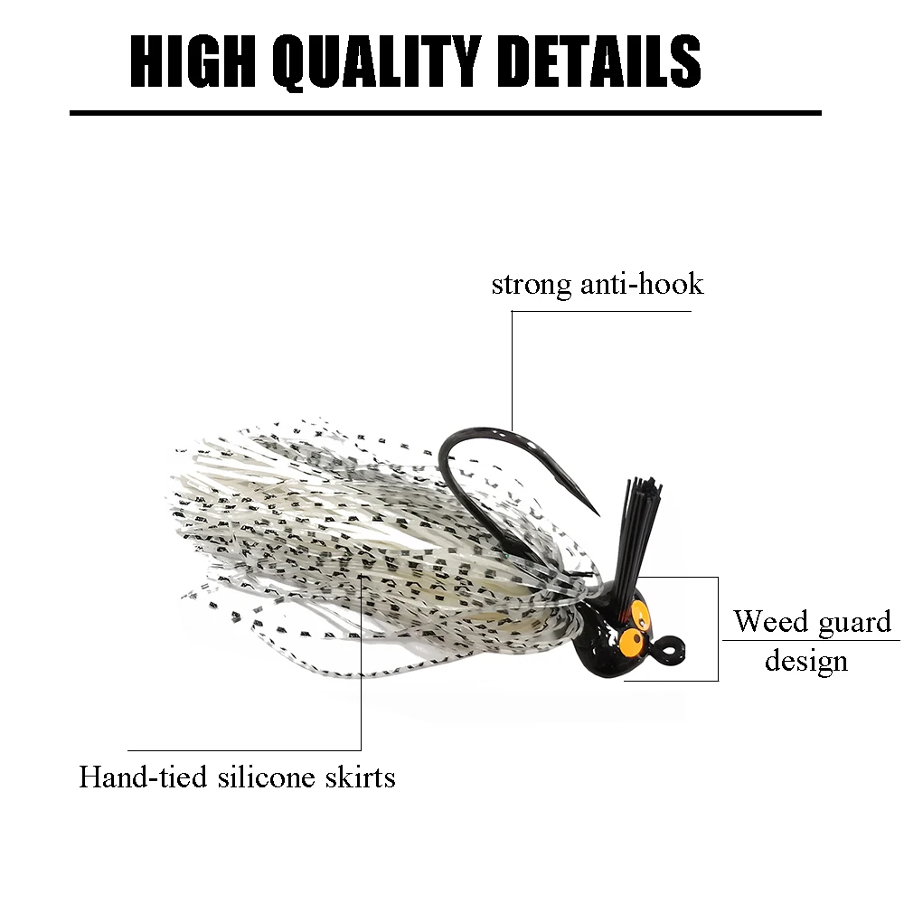 15pcs Bass Fishing Jigs Bass Fishing Lures with Silicone Skirts Jig Kit 1/4oz 3/8oz 1/2oz Rubber Weedless Flipping Jigs