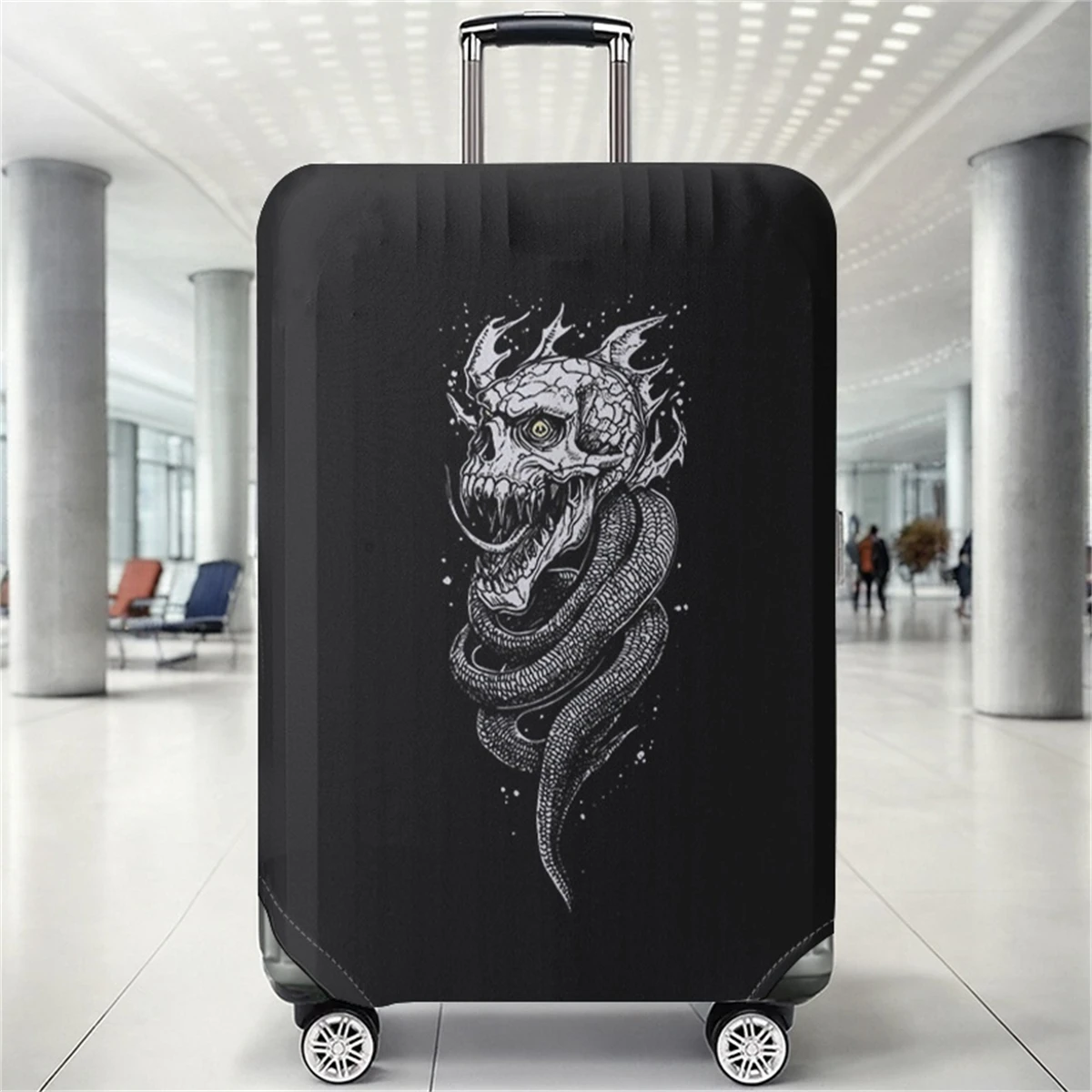 

Защитный чехол для багажа с рисунком змеиных костей, подходит для чемоданов 18-32 дюймов, чехлы для ручек чемоданов, аксессуары для путешествий.