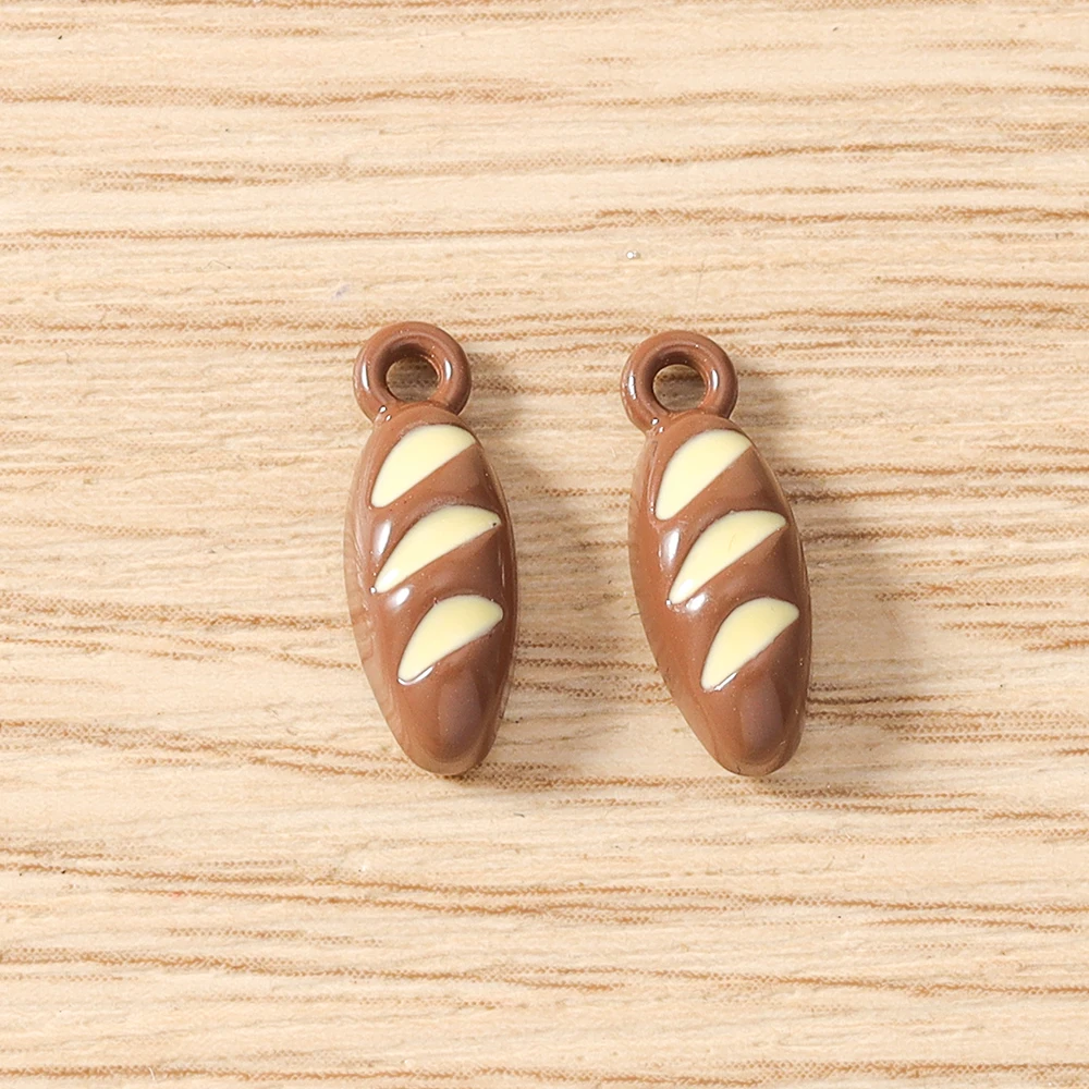 5 Stück Gemischte Niedliche Lebensmittel-Anhänger, Emaille-Kuchen- und Brot-Charms für die Herstellung von Ohrringen, Halsketten, Armbändern, DIY-Bastelarbeiten und Schmuckzubehör – Detail 6