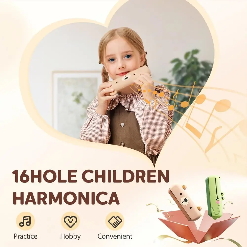

Silicone 16 Hole Organ Harmonica Lightweight Montessori Educational Harmonica Cartoon Music Learning Kids Harmonica