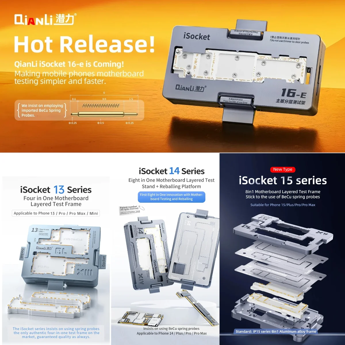 Qianli iSocket Original Motherboard Layered Tester PCB Holder Fixture for iPhone X- 15 16 PRO MAX Logic Board Upper/Lower Tester