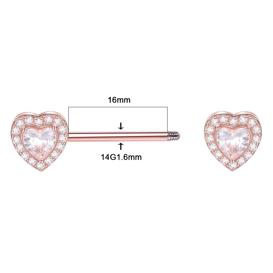 1PC Surgical Steel CZ Nipple Rings Piercing 14G Paved Zircon Heart Nipple Shield Rings Sexy Nipple Mamilo Piercing Women Jewelry