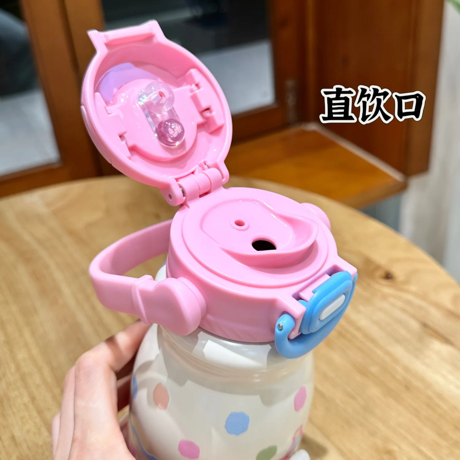 Przenośna butelka na wodę ze słomką Capybara z antypoślizgową podstawką, termos próżniowy ze stali nierdzewnej 316 zapobiegający oparzeniom, do bezpośredniego picia.