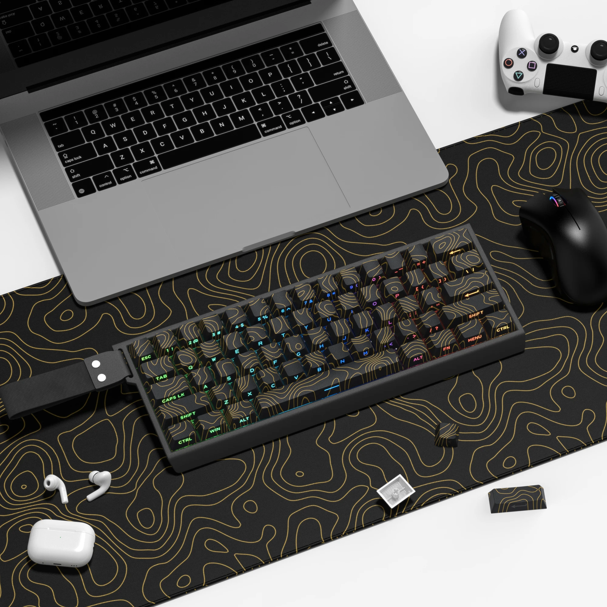 135 teclas negro dorado 5 lados tinte Sub PBT teclas lado impreso brillo a través de teclas perfil de cereza para interruptores MX teclado de jugador