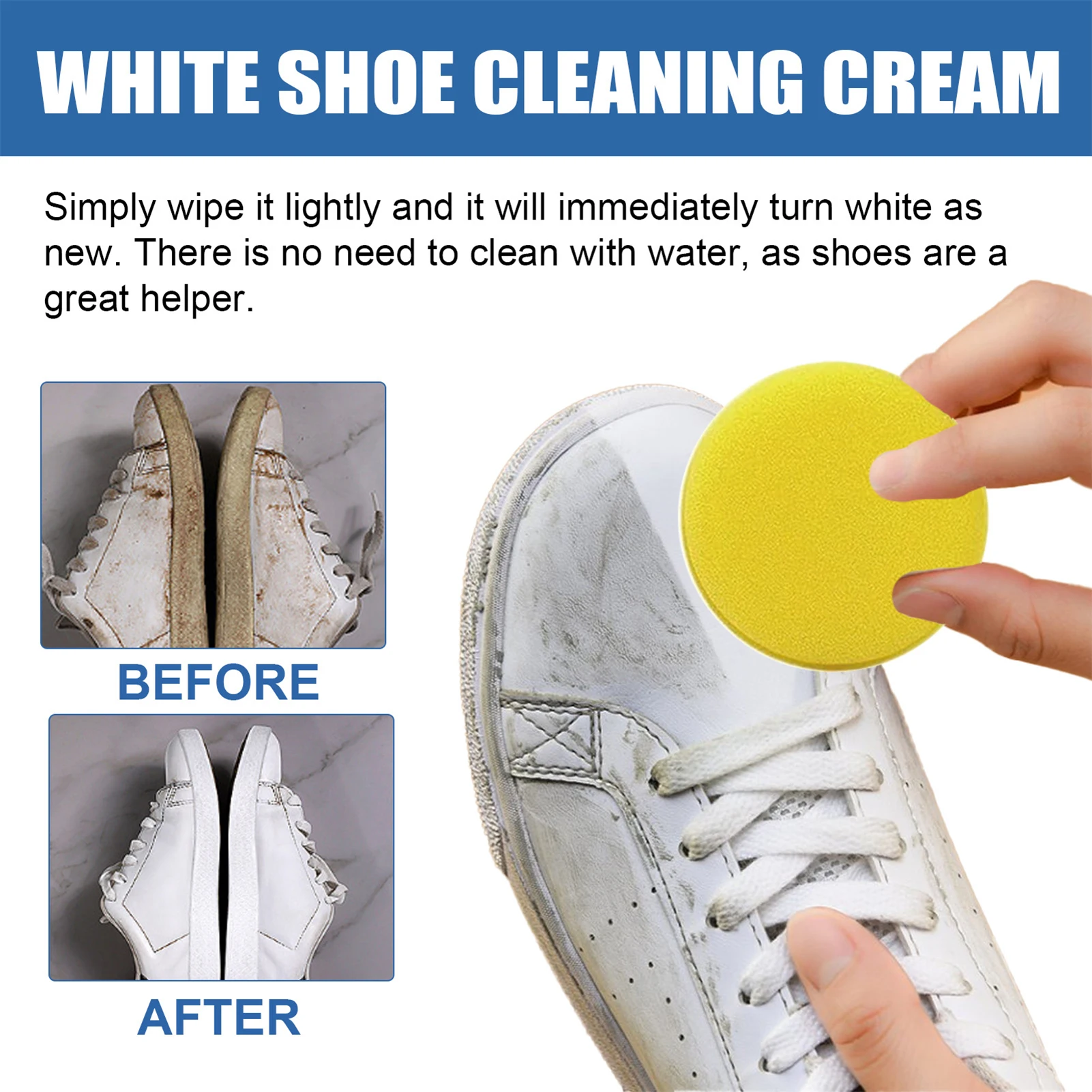 100g Household White Shoe Cleaning Cream Cleaning And Stain Removal Cream No Water Wash Suitable For White Shoes Travel Shoes