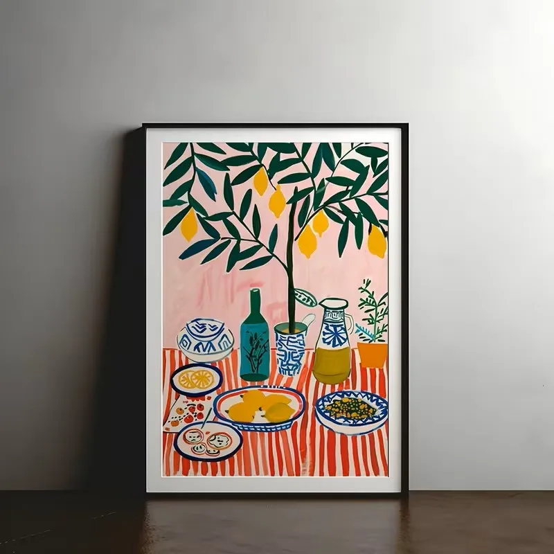 Retro-style Colored Food and Beverage Canvas Art Printing Modern Kitchen Living Room and Home Office
