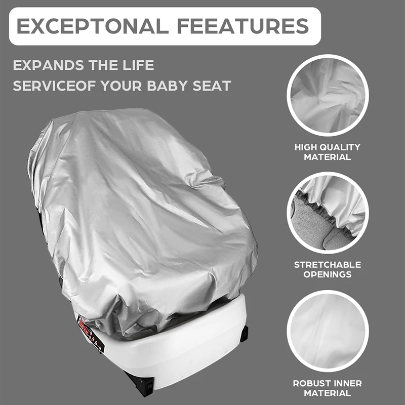 UPF50+ Baby Car Seat Sun Shade Cover - 99% UV Block & Heat Protector with Dual-Directional Installation, Breathable Mesh & Easy