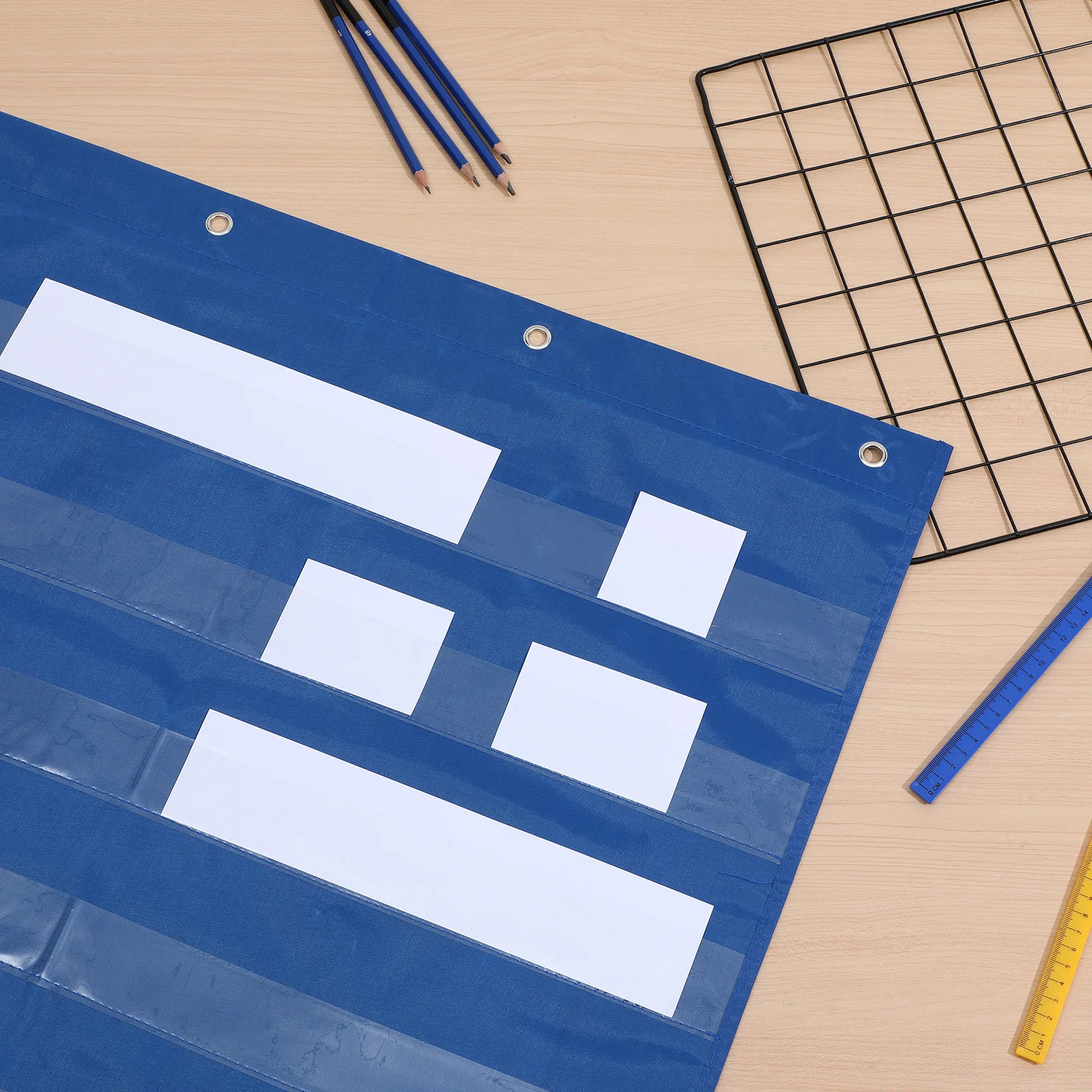 

1pc Transparent Insert Card Hanging Bag Premium Polyester Wall Pocket Chart For Classroom Home School Teaching Supplies Storage