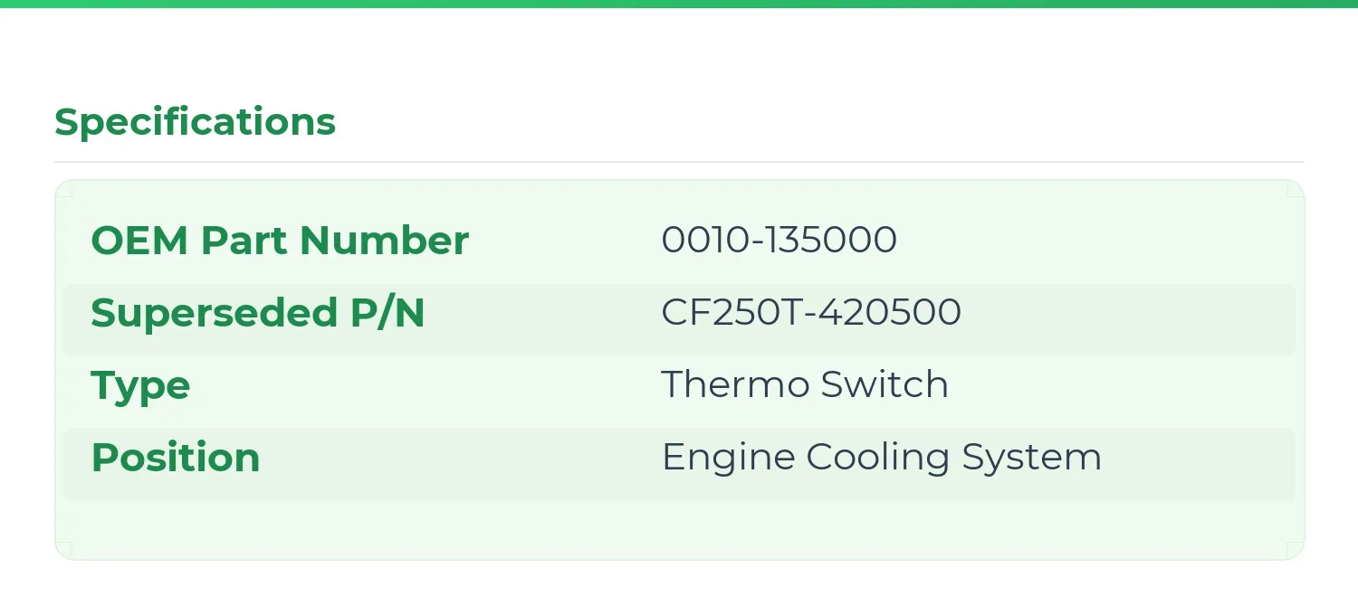 Thermoschalter 0010-135000 für CFMoto CF250T-420500 Kühlmitteltemperatursensor Motorrad Roller SSV UTV Motorteile – Detail 3