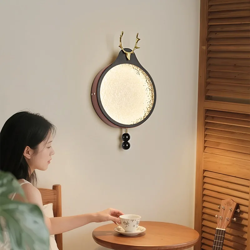 

Wabi Sabi style retro wall lamp Chinese style homestay bedroom bedside artistic living room background wall lamp aisle lamp
