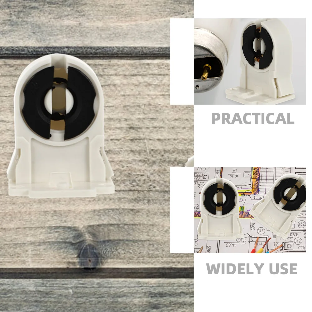 10Pcs Non-Shunted Tombstone Lampholder Sturdy Design Wide Application Range Fluorescent Lamp Socket Replacement