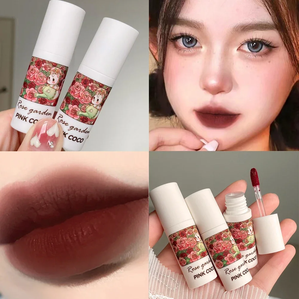 Waterproof Matte Pink Lip Gloss Long-lasting Easy To Wear Velvet Nude Rose Red Lip Mud Liquid Lipstick Korean Makeup Cosmetic