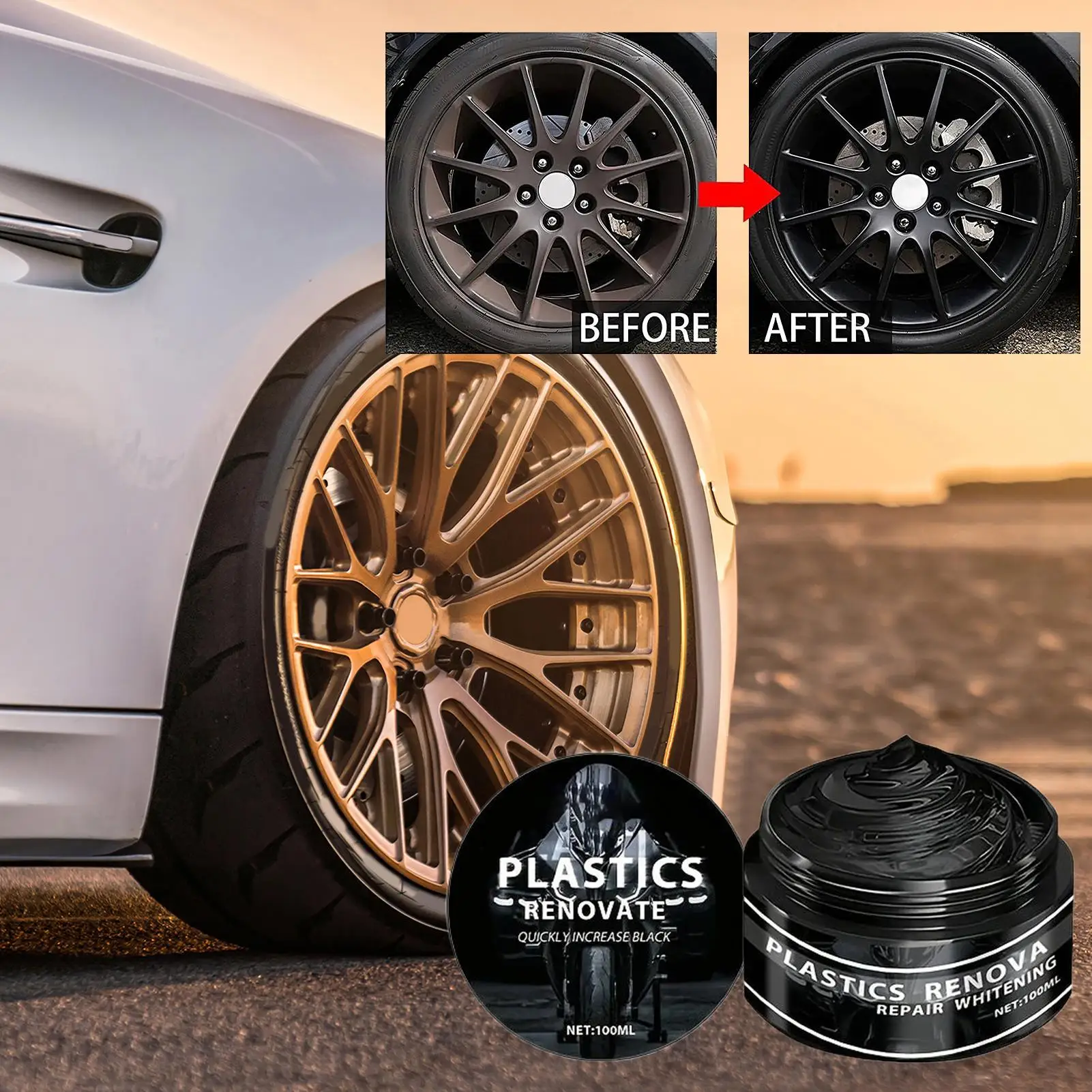 Cera universale per ristrutturazione auto moto 100ml Interni auto Nero Trim Restauratore Crema di riparazione in gomma plastica Cera per ristrutturazione auto