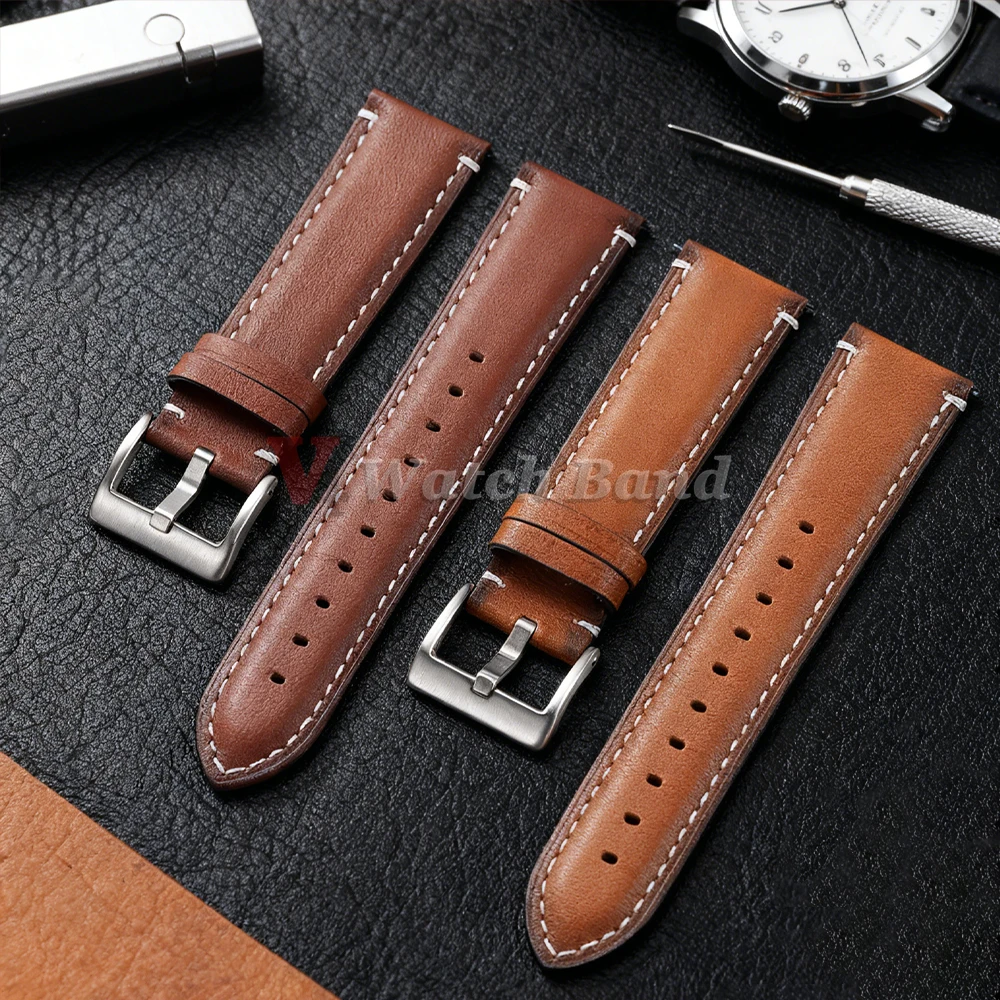 Universal Vintage Öl Wachs Leder Uhrenarmband 20mm 22mm für Omega Brown Head Layer Leder Uhrenarmband für Männer Frauen Zubehör