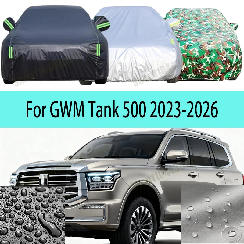 

For GWM Tank 500 2023-2026 Car Cover Waterproof UV Protection All Weather Dustproof Snow Rain Cover 190T Polyester