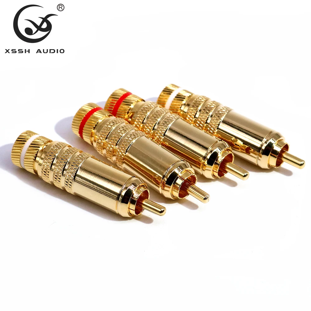 8pcs YIVO Hi-end High Quality Hifi DIY 9mm Gold Plated Brass 62% Copper Male RCA Adapte Auido Connector Jack Plug Audio Terminal
